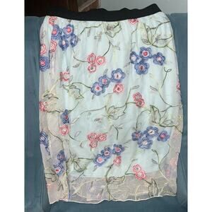 Lularoe L Embroidered Lola Skirt Mint Color C14